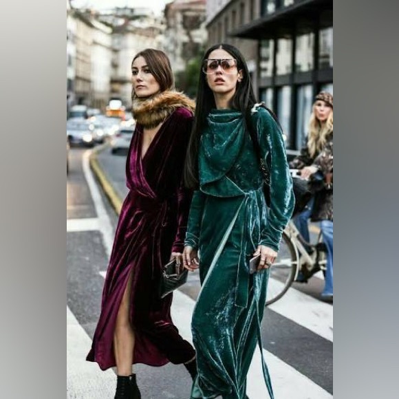 Reformation Miller Wrap Maxi Dress in Gold Velvet - Picture 9 of 10